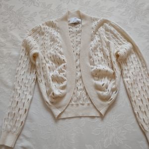 Allude luxury cashmere sweater cardigan open knit cutouts Long Sleeves
